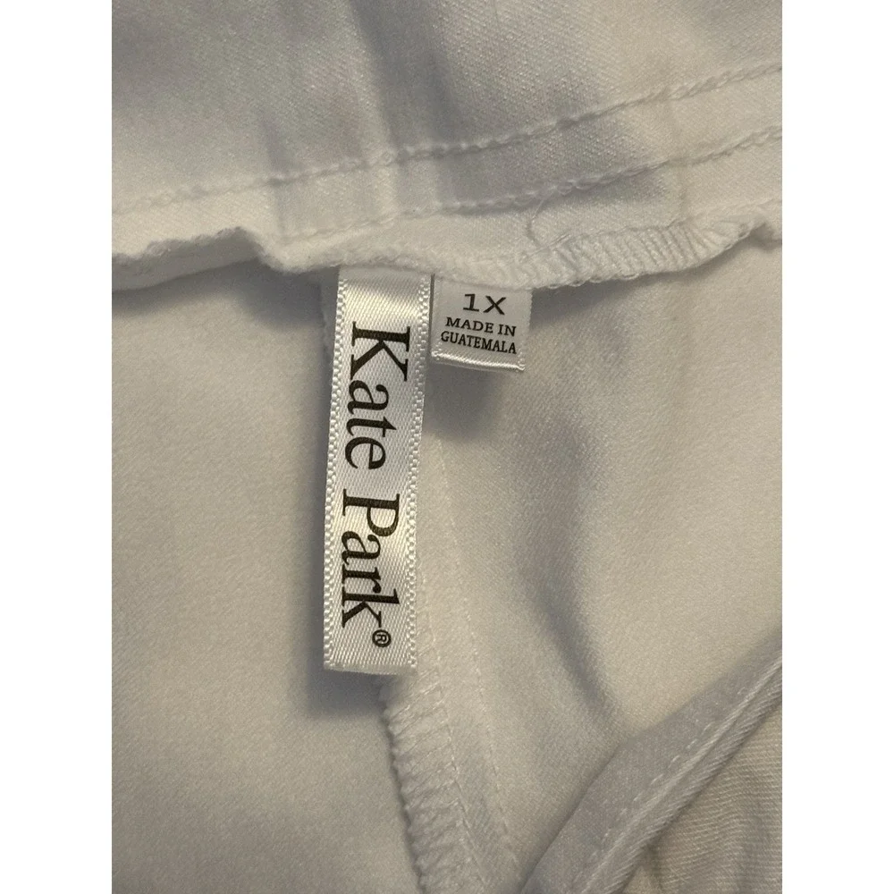 Kate Park White Capri Pedal Pushers Shorts Stretch Comfy Plus Size 1X - NWOT - Picture 4 of 5
